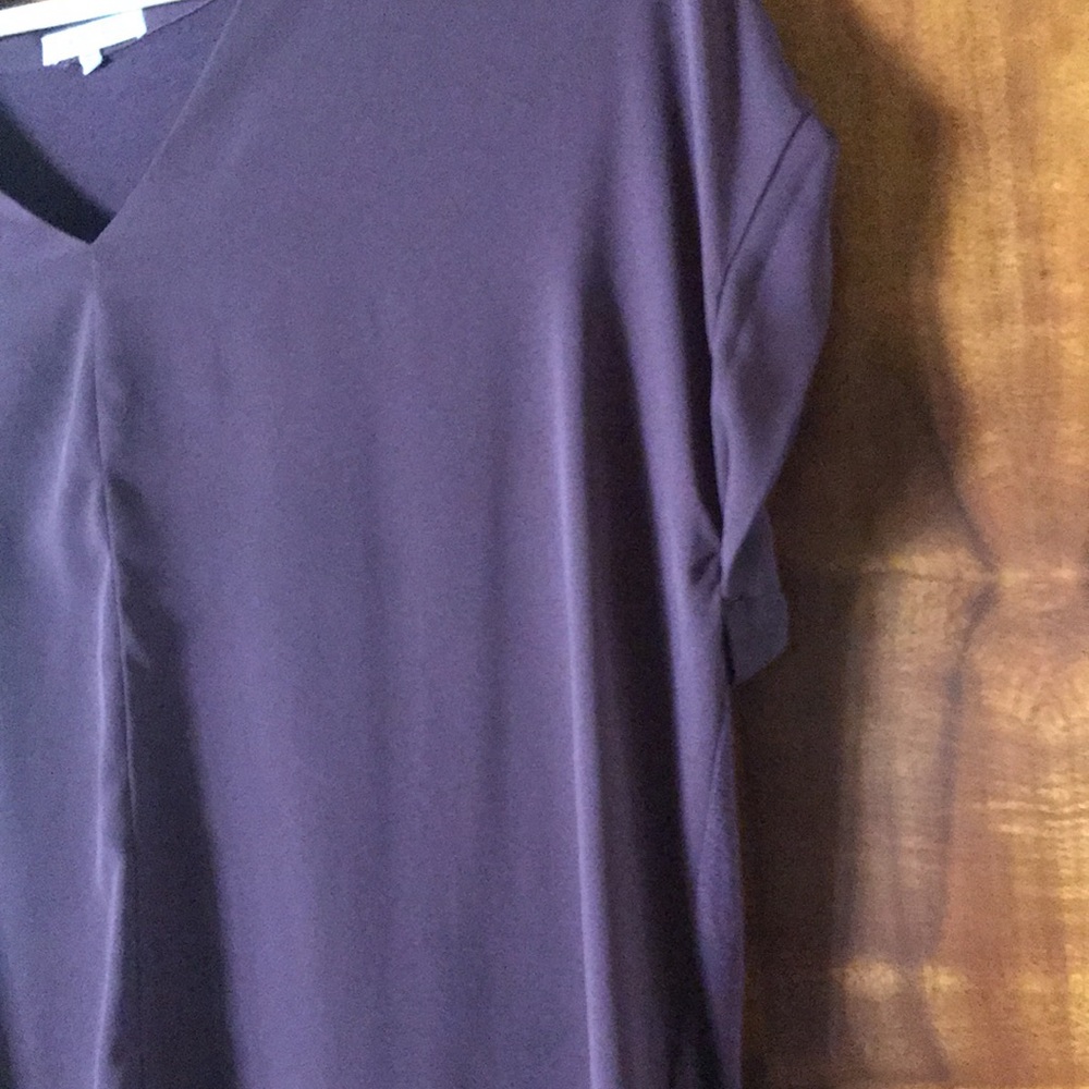 Pleione Women's Top Size Large Purple V-Neck Cap Sleeve Hi-Low Hem Casual Blouse - Picture 11 of 16